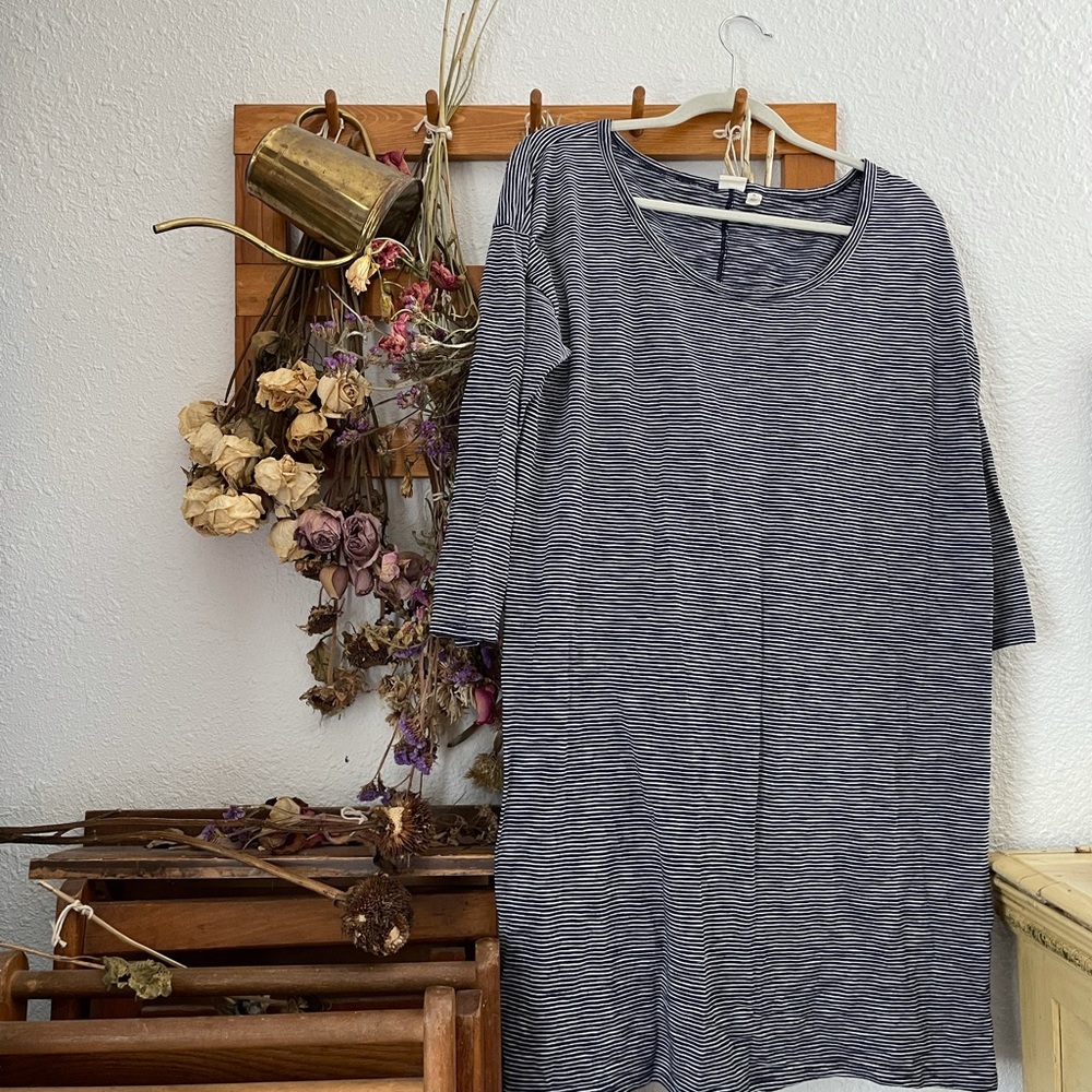 GAP Navy and White Striped T-Shirt Dress